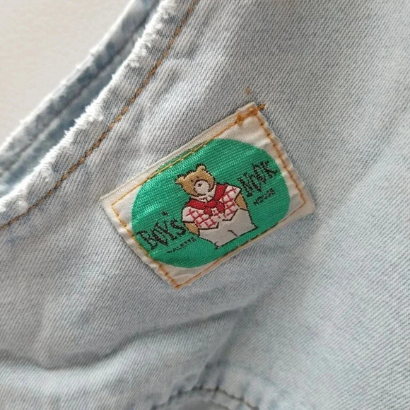 VINTAGE Handmade Baby Doll Jean Coveralls Patchwork Crop L - Picture 6 of 16